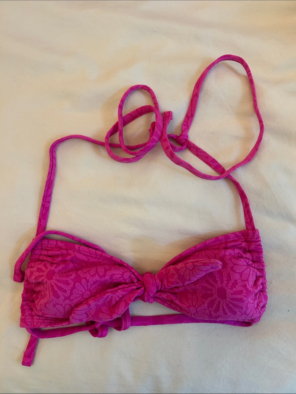 Xhilaration Fuchsia Lace-Trim Bandeau Bikini Top